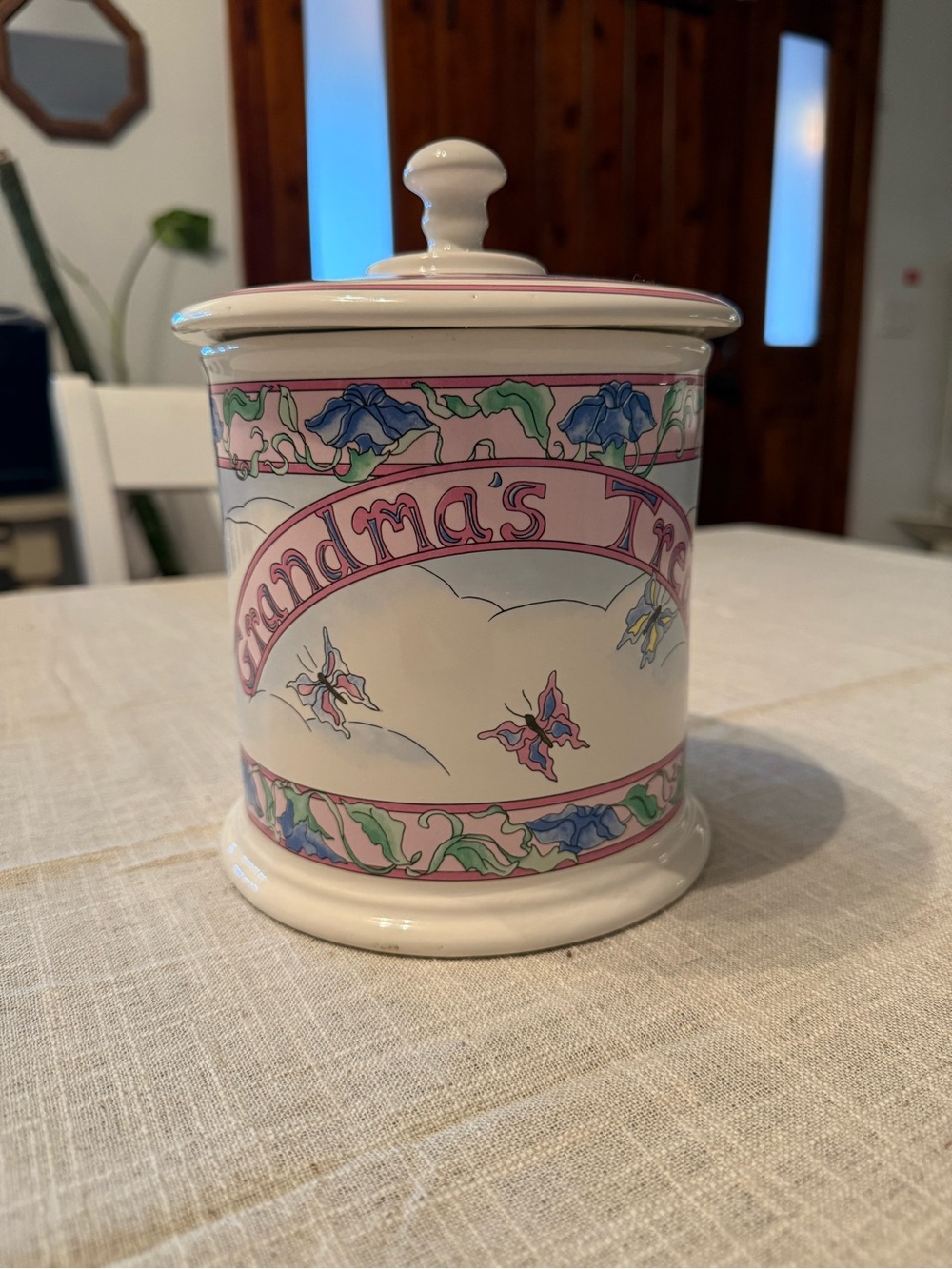 Grandma's Treasures Pink Floral Ceramic Storage Canister